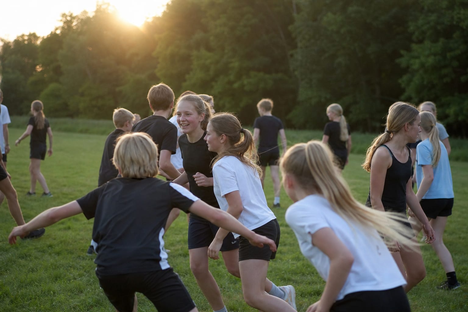 Junioren spelen een teamsport buiten