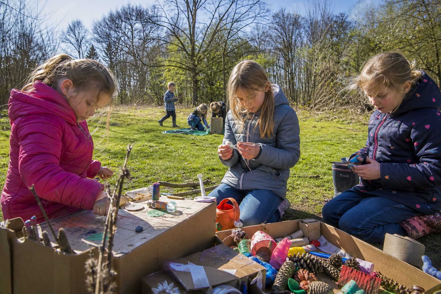 Minioren spelen creatief buiten
